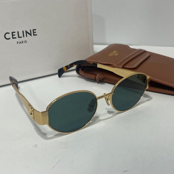 Celine 💓💓Gold and Green Sunglasses - Picture 1 of 4